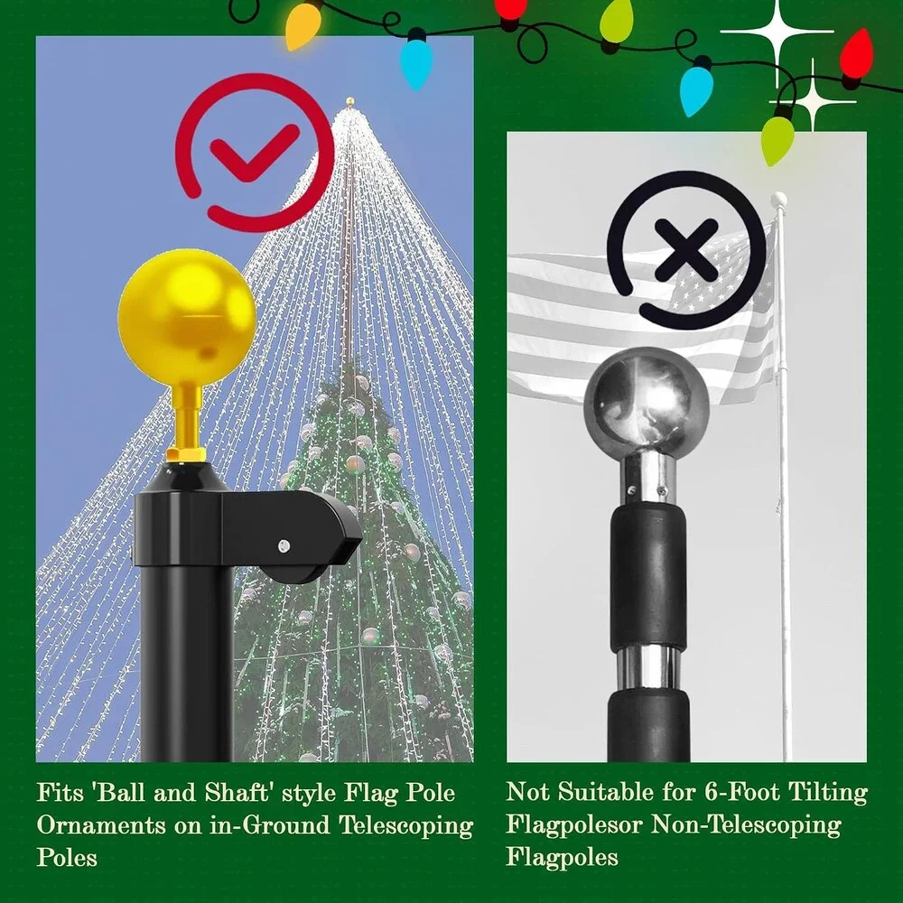 Christmas Tree Flagpole Topper Light Hook 20 Hooks Outdoor Holiday Lights